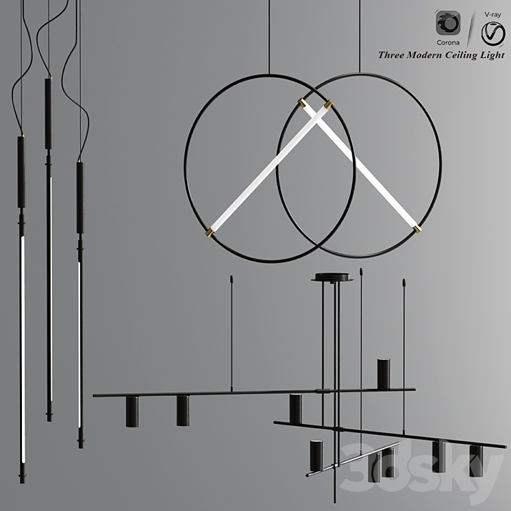 Modern Led Ceiling Light Collection 3DS Max - thumbnail 1