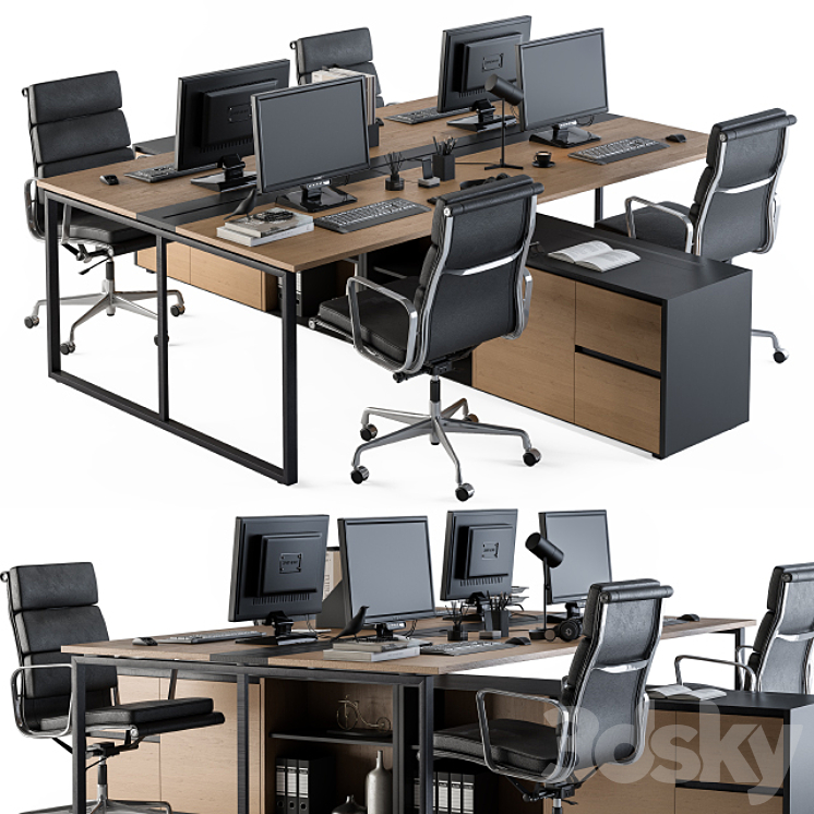 Office Furniture – employee Set 13 3DS Max - thumbnail 1