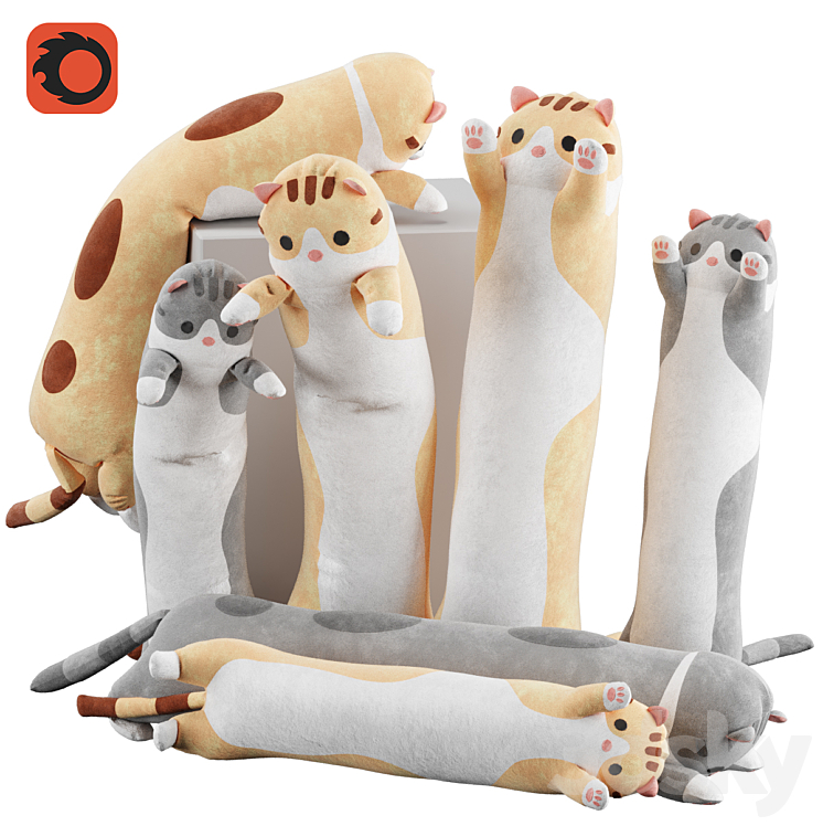 Stuffed plush toy cat from aliexpress 3DS Max - thumbnail 1