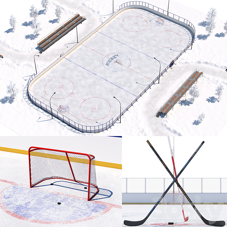 Hockey field 3D Model