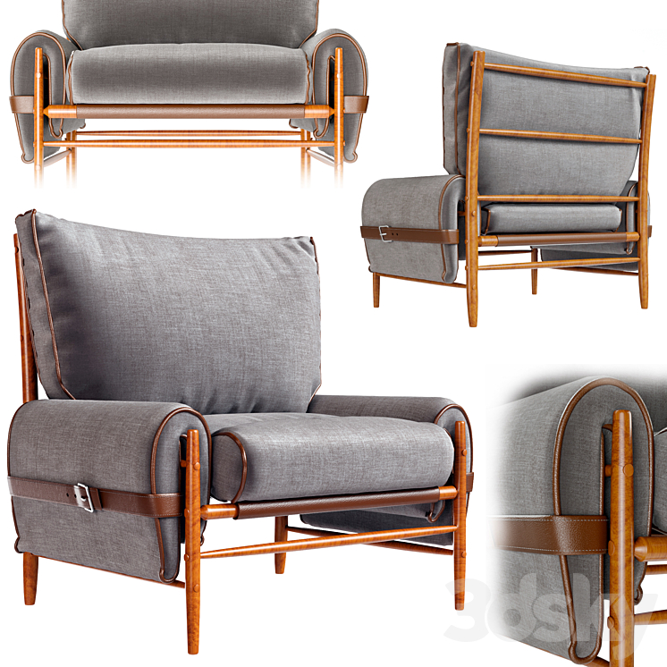 Anthropologie Striped Rhys Chair 3DS Max Model - thumbnail 2