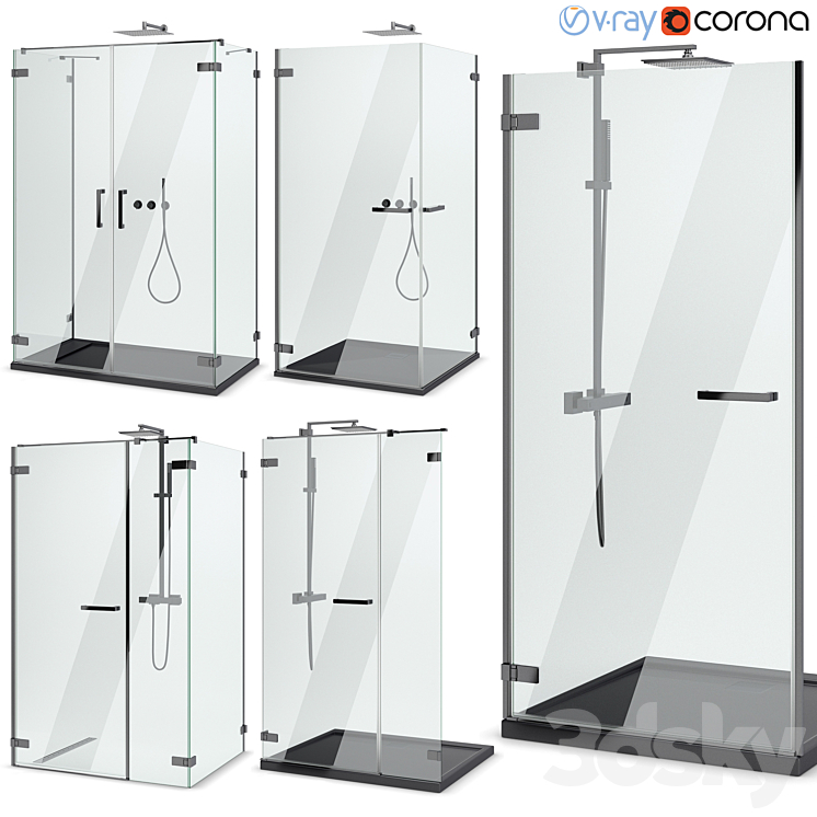 Shower enclosures and doors Radaway | Arta black set 102 3D Model