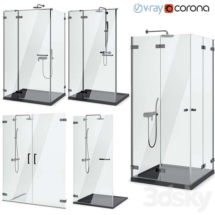 Shower enclosures and doors Radaway | Arta black set 104 3D Model