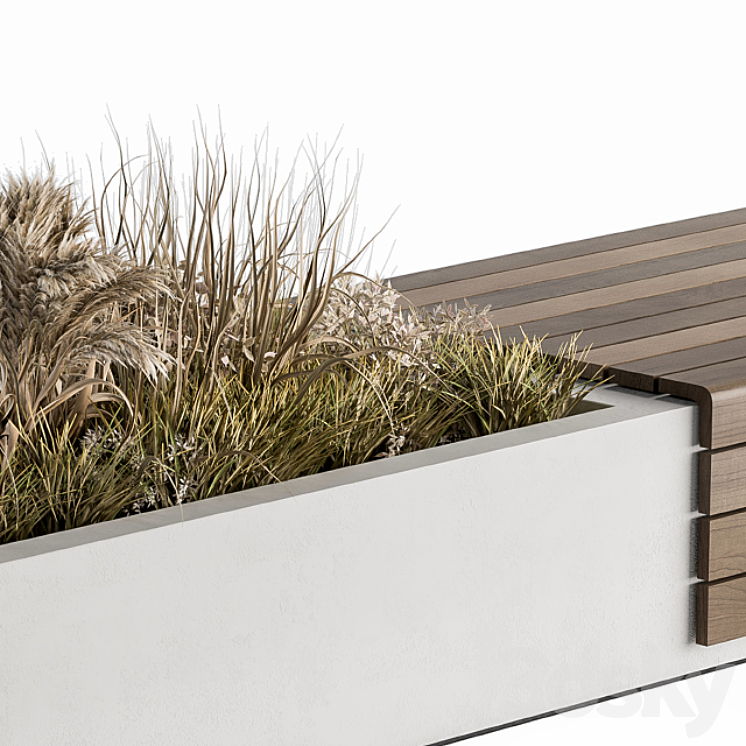 Urban Furniture \/ Architecture Bench with Plants 07 3DS Max - thumbnail 2