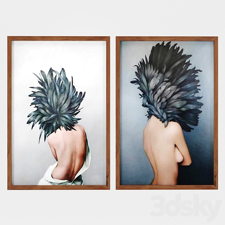 Art Frams 7- Girl With Feather By 3 Frams 3D Model