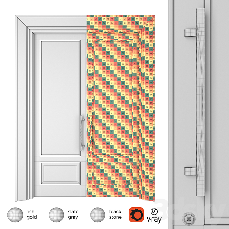 Door Set Elmes Archism T1235 3D Model