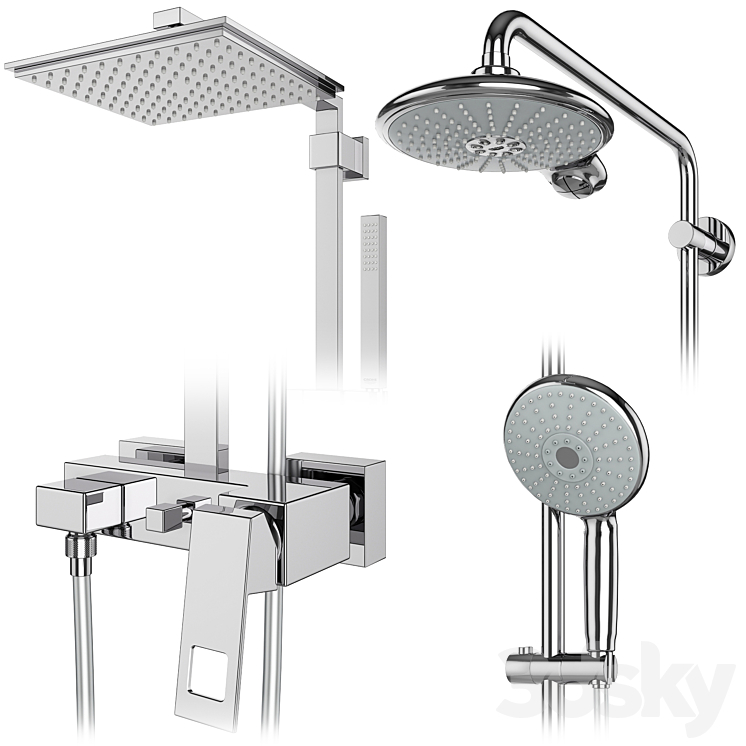 GROHE shower systems set 107 3DS Max - thumbnail 2