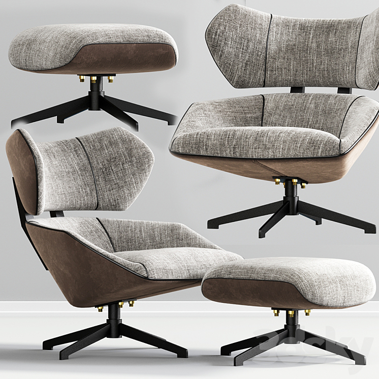 Camila armchair and pouf 3DS Max - thumbnail 1