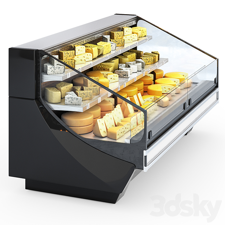 HitLine refrigerated display case with cheese 3D Model