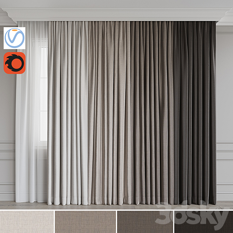 Set of curtains 72 3DS Max - thumbnail 1