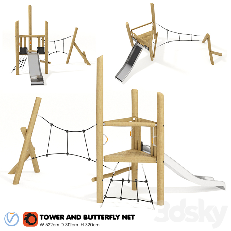 Kompan. Tower and Butterfly Net 3D Model