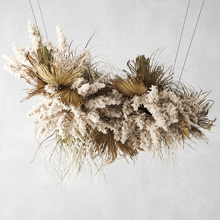 Pendant decor of Pampas grass and dried palm leaves 3DS Max - thumbnail 1