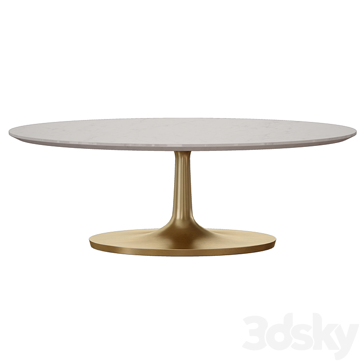 Nero White Marble Oval Coffee Table (Crate and Barrel) 3D Model