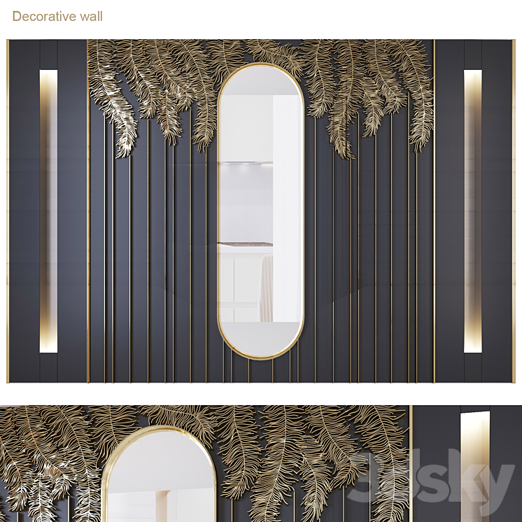 Wall_palm_leaves 3DS Max - thumbnail 1
