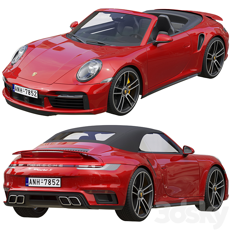 Porsche 911 Turbo S Cabriolet 2021 3D Model