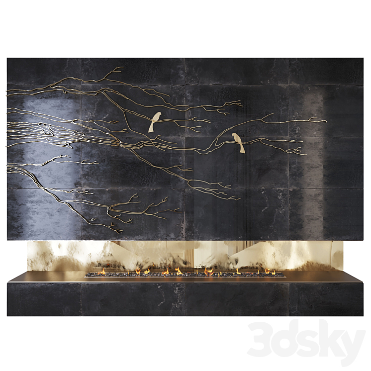 Decorative fireplace _branches 3DS Max - thumbnail 1