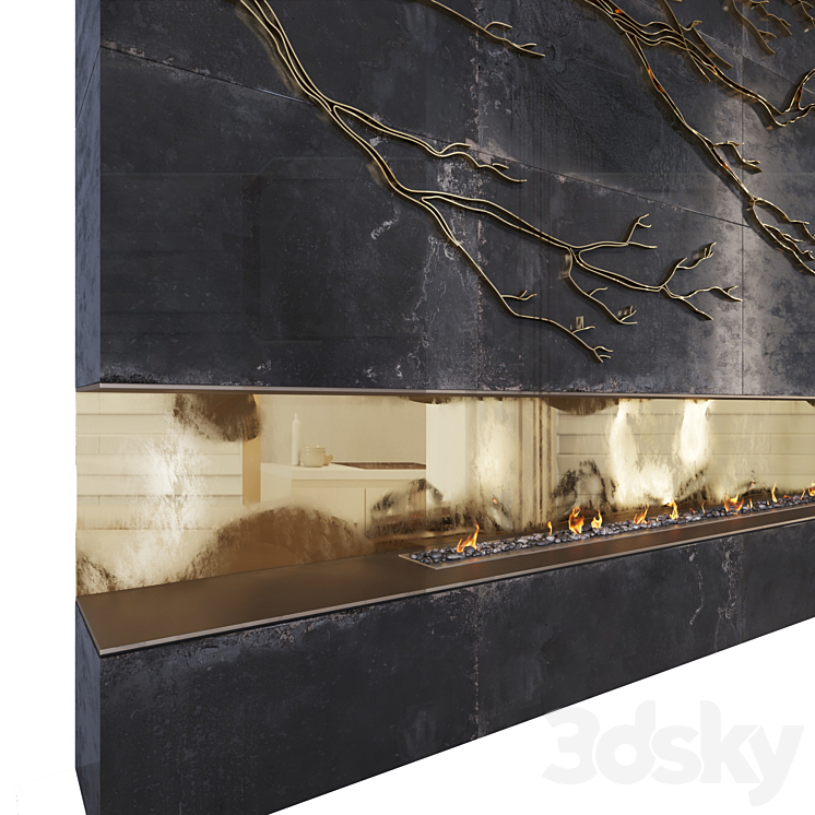 Decorative fireplace _branches 3DS Max - thumbnail 2