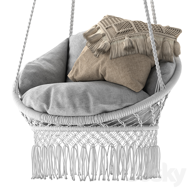 Deluxe Macrame Chair with Fringe 3D Model