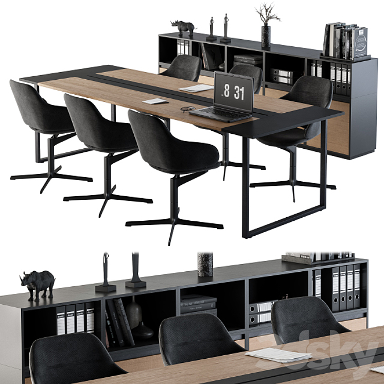 Meeting Table with office chair 06 3DS Max - thumbnail 1