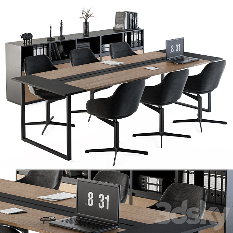 Meeting Table with office chair 06 3DS Max - thumbnail 2