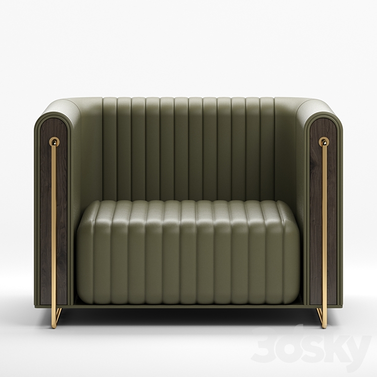 Modern Arm Chair Leather 3DS Max - thumbnail 2