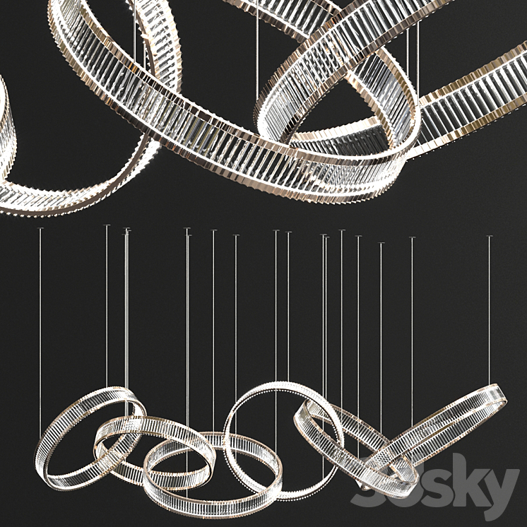 Crystal rings collection 3D Model