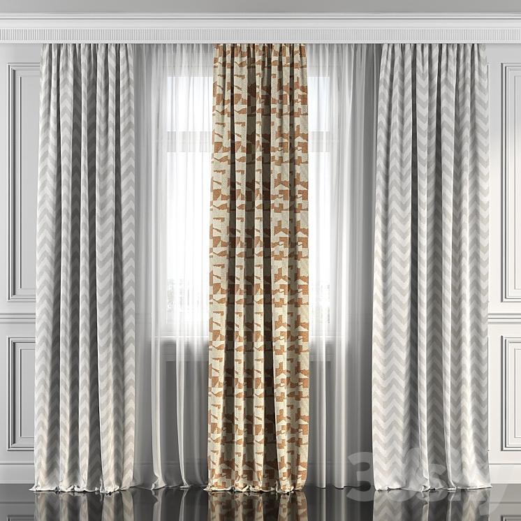 Curtains with window 117 3D Model
