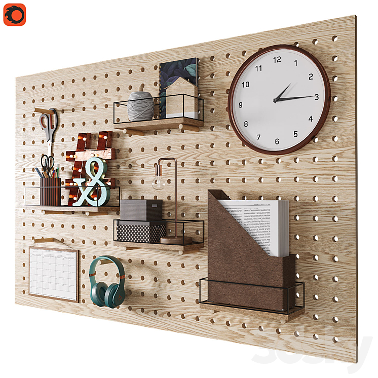 Perforated board organizer 2 3DS Max - thumbnail 2
