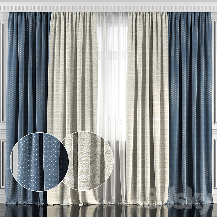 Curtains with window 134 3DS Max - thumbnail 1