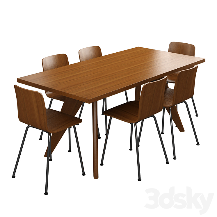 Vitra Table Solvay & HAL Tube Chair Table + Chair 3D model