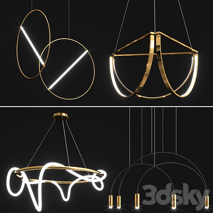 Collection of new minimalist chandelier_6 3DS Max - thumbnail 1