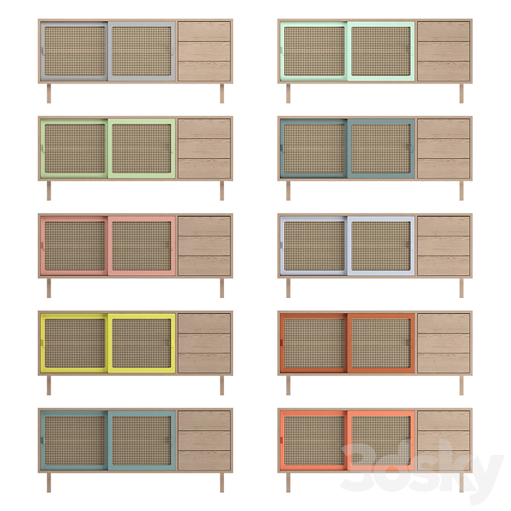 Colonel STRAW sideboard with drawers 3D Model