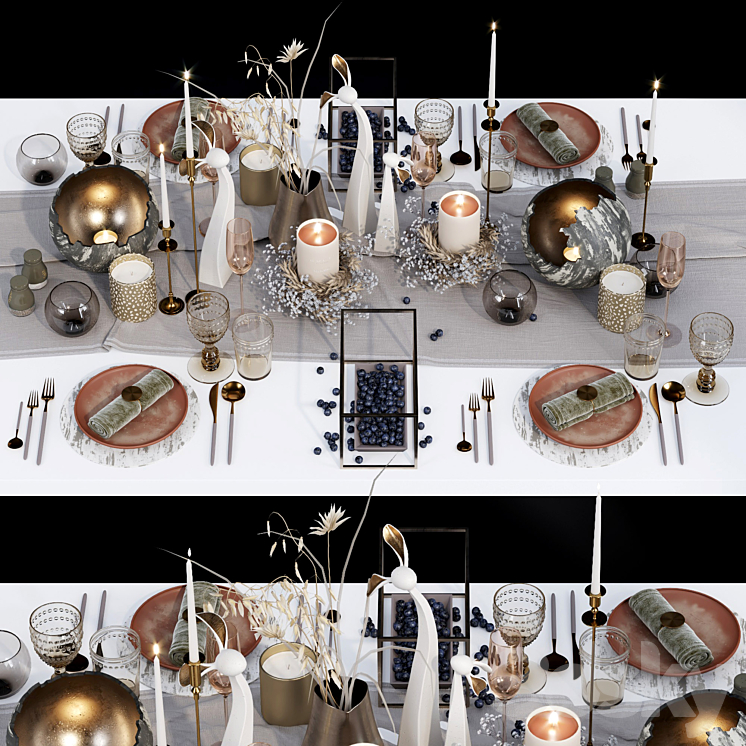 Luxury table setting _ wreath 3DS Max - thumbnail 1