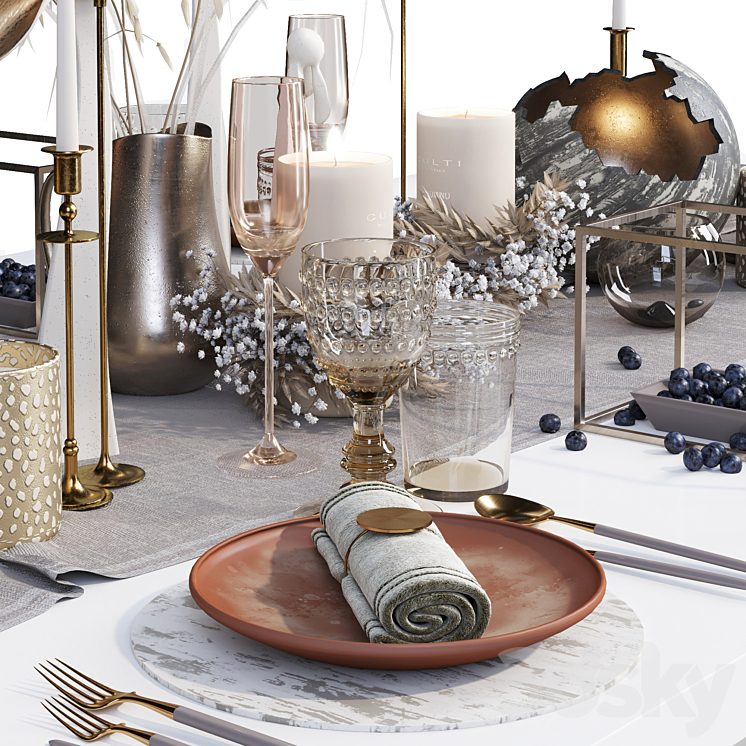 Luxury table setting _ wreath 3DS Max - thumbnail 2