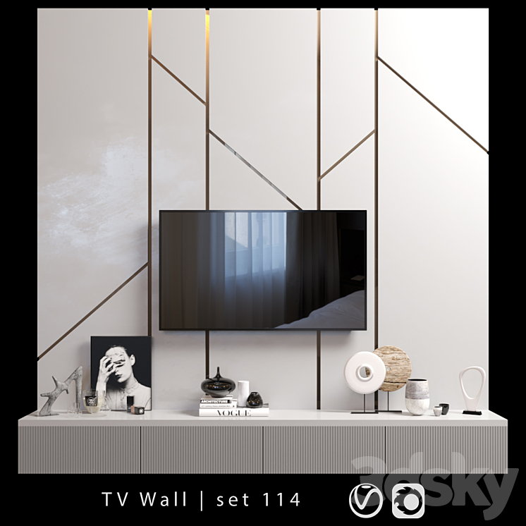 TV Wall | set 114 3DS Max - thumbnail 1