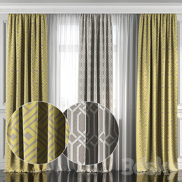 Curtains with window 155 3DS Max - thumbnail 1