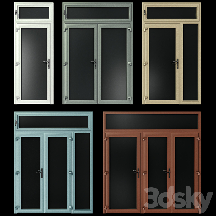 Stained aluminum doors 3DS Max - thumbnail 1