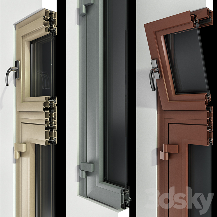 Stained aluminum doors 3DS Max - thumbnail 2