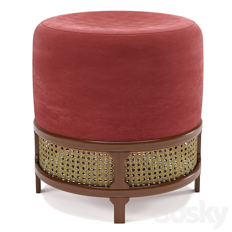 poufs Vol5- Pouf Wood Tailors Club 3D Model Free