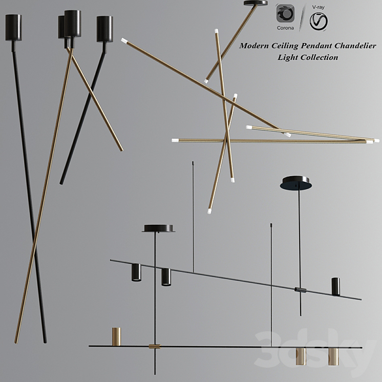 Modern Ceiling pendant Chandelier Light 04 3D Model