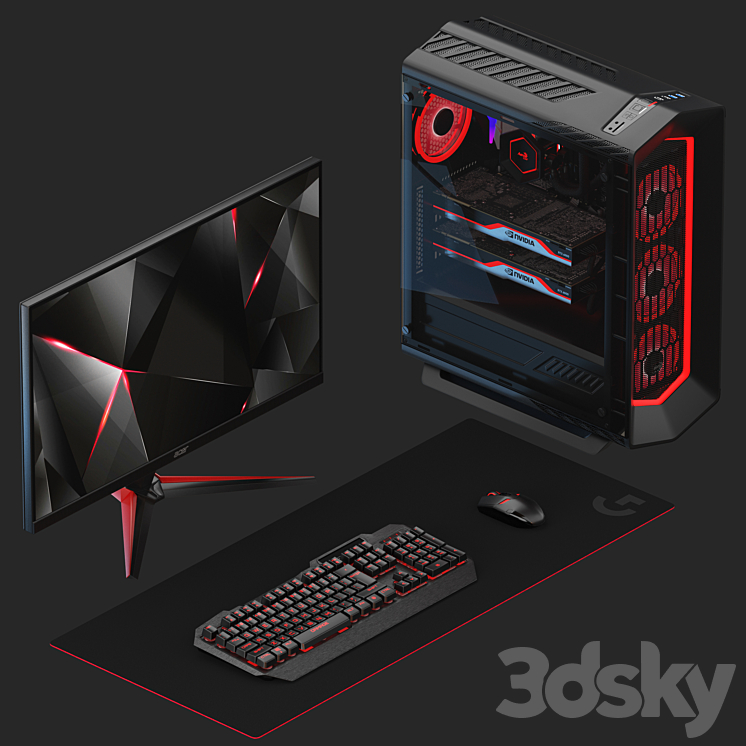PC Gamer Set 3D Model