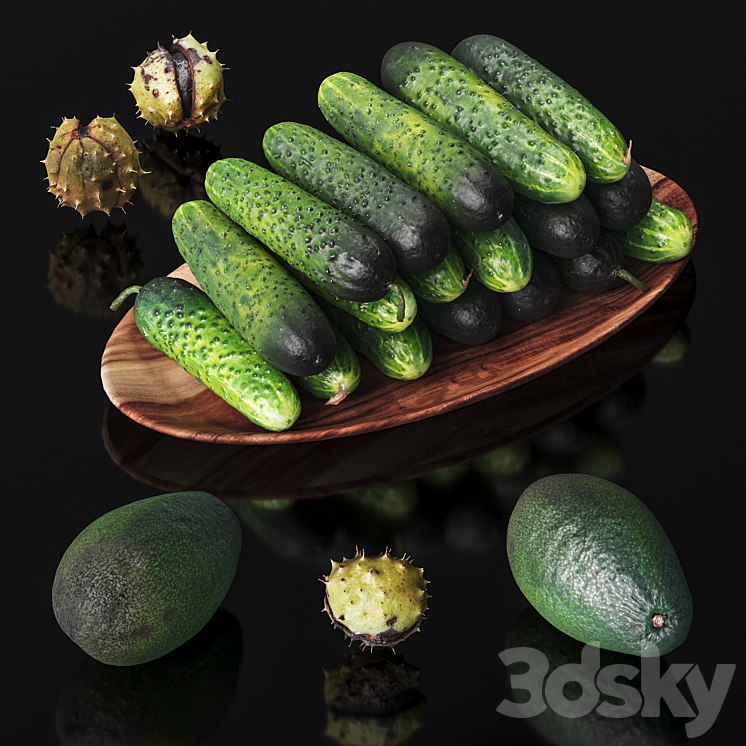 Cucumbers chestnuts and avocados 3DS Max - thumbnail 1