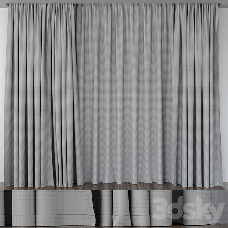 Gray curtains 50\/50 3DS Max - thumbnail 2