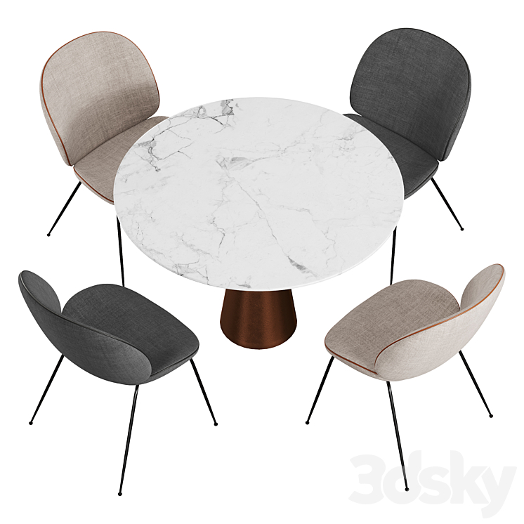 Gubi & CB2 Vex dining set 3D Model Free