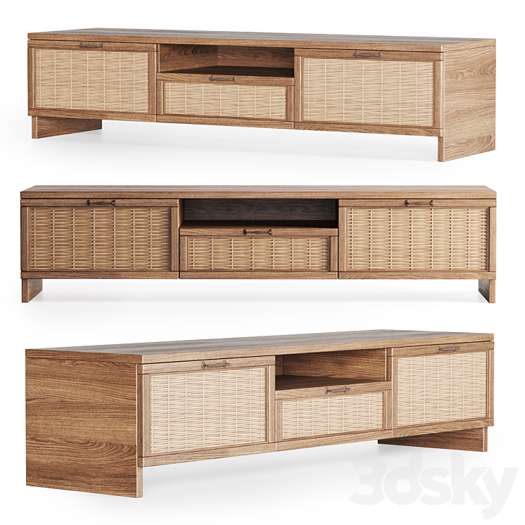 Wooden tv console 3DS Max - thumbnail 1