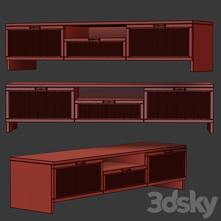 Wooden tv console 3DS Max - thumbnail 2