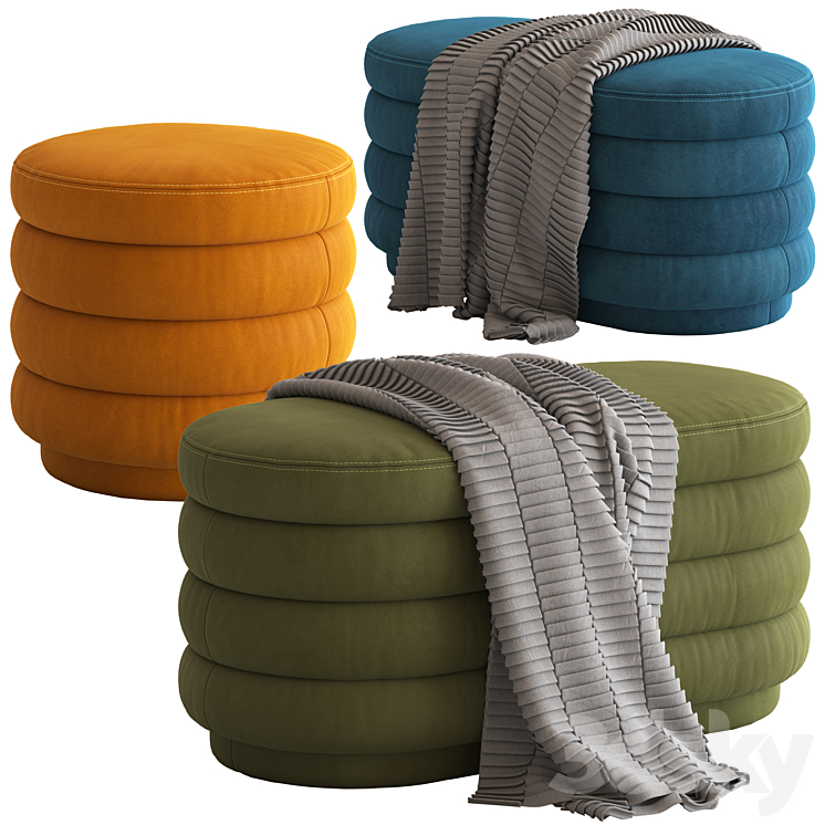 Globewest Ribbed Ottoman 3DS Max - thumbnail 1