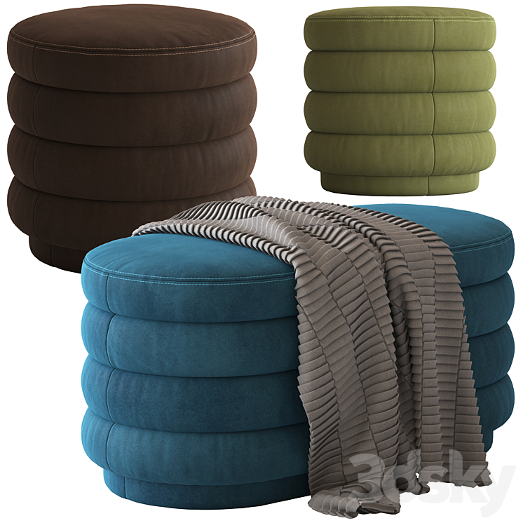 Globewest Ribbed Ottoman 3DS Max - thumbnail 2