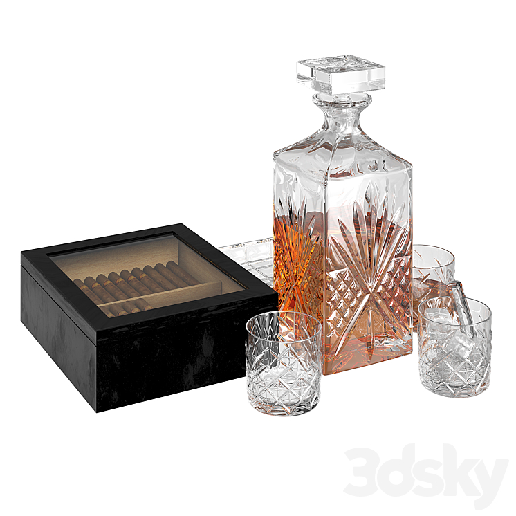 Whiskey and sigars 3D Model