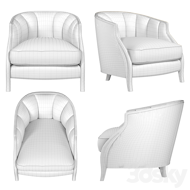 Adela Barrel Chair 3DS Max Model - thumbnail 2